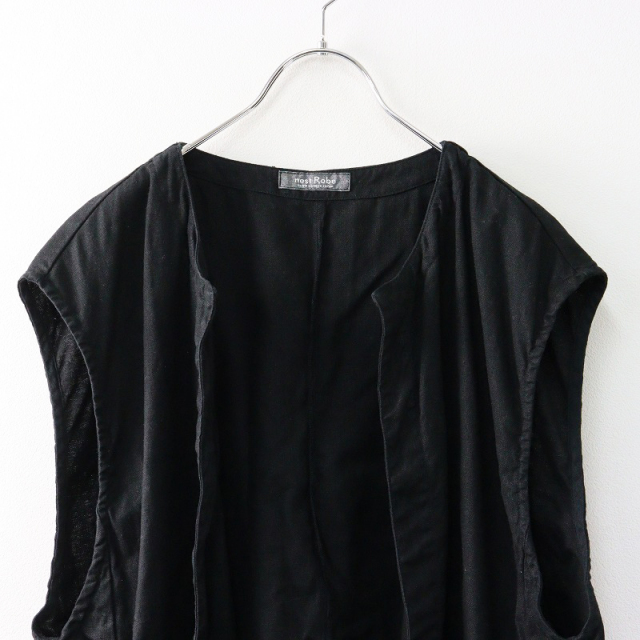 2023AW ネストローブ nest Robe UpcycleLino ノーカラービッグシルエットベスト F｜ブラック 羽織り ノースリーブ 【2400014585933】 2023AW ネストローブ nest Robe UpcycleLino ノーカラービッグ