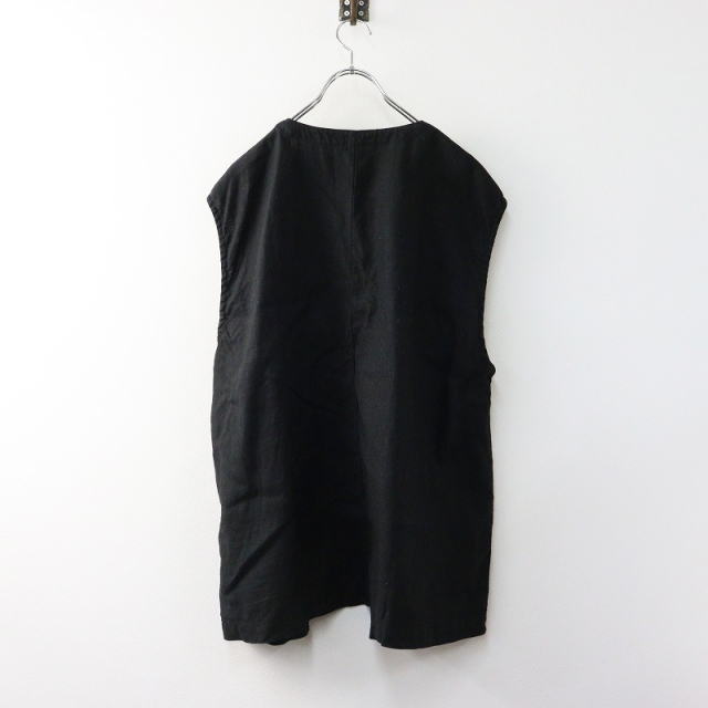 2023AW ネストローブ nest Robe UpcycleLino ノーカラービッグシルエットベスト F｜ブラック 羽織り ノースリーブ 【2400014585933】 2023AW ネストローブ nest Robe UpcycleLino ノーカラービッグ