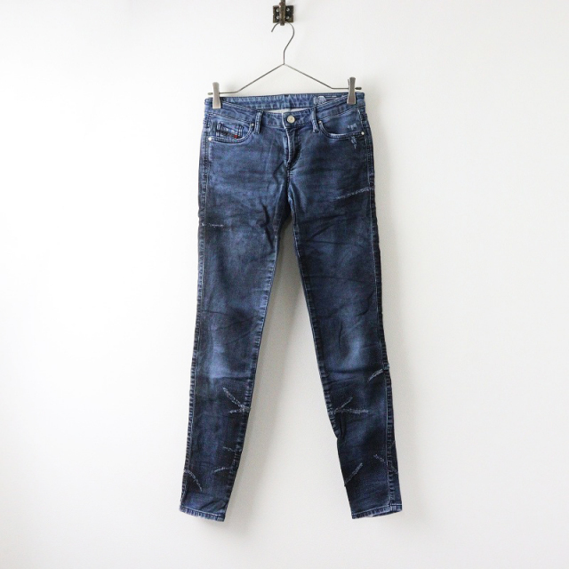 未使用】W24 DORIS NE ジョグジーンズ 黒 コーティング スキニー