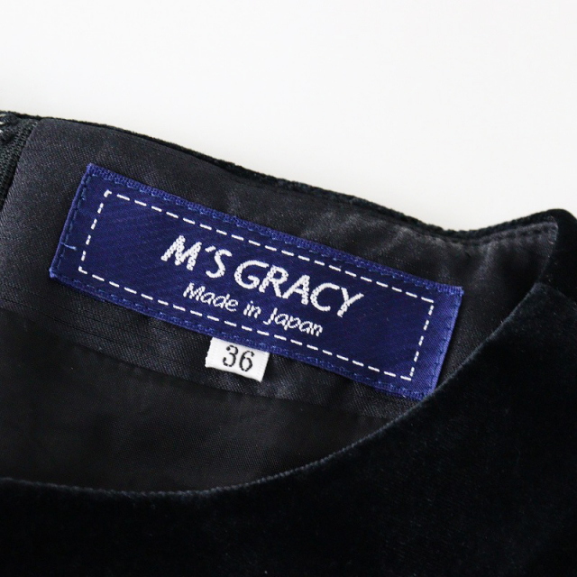 エムズグレイシー M'S GRACY ベロア切替 カメリアパール プリント