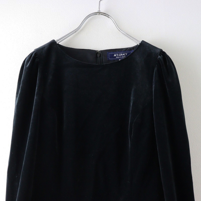 エムズグレイシー M'S GRACY ベロア切替 カメリアパール プリント