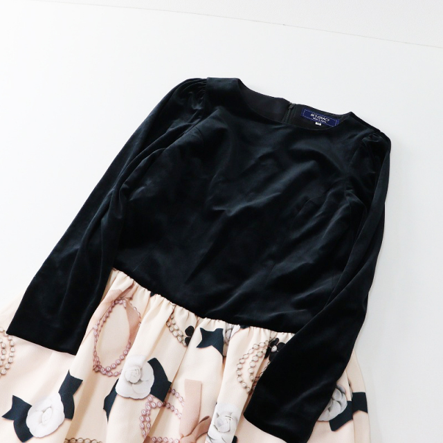 エムズグレイシー M'S GRACY ベロア切替 カメリアパール プリント