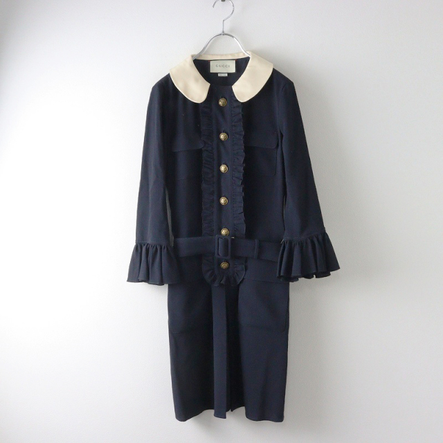 GUCCI トムフォード期 裾きゅん開き花びらフレア美形タイトスカート GUCCI(グッチ) 2003SS トムフォード期 鳥蝶花刺しゅうスカジャン