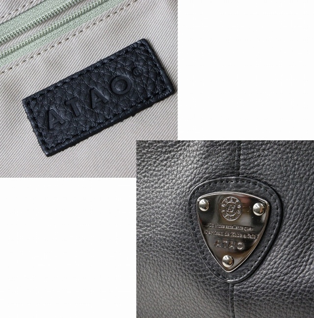 極美品　ATAO グランヴィ（Granvy）　黒　シボ革　バッグ 美品 定価52000円 アタオ ATAO Granvy グランヴィ シボ革 2WAY