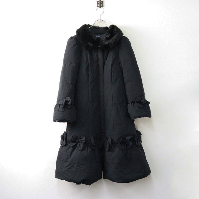 極美品★23AW エムズグレイシー ジレ付 ダウンコート ベルト 38 ブラック 極美品☆23AW エムズグレイシー ジレ付 ダウンコート ベルト 38