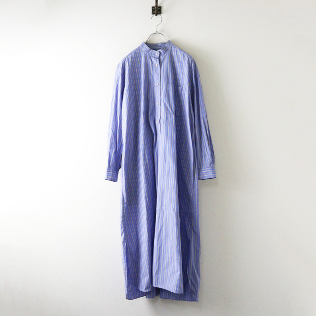 美品 ドゥロワー DRAWER リネン フレアワンピース ロイヤルブルー 38