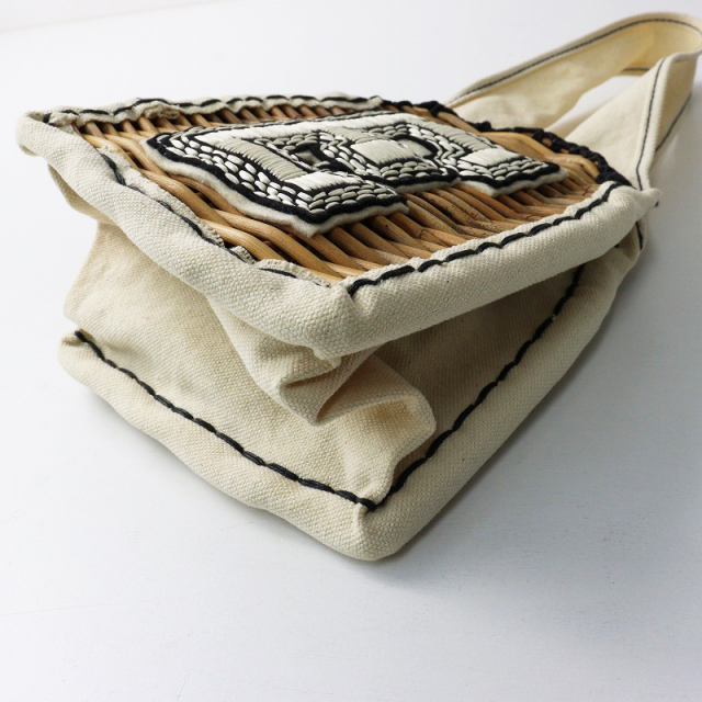 エバゴス ebagos お買い物バッグEワッペン＼オフホワイト E刺繍