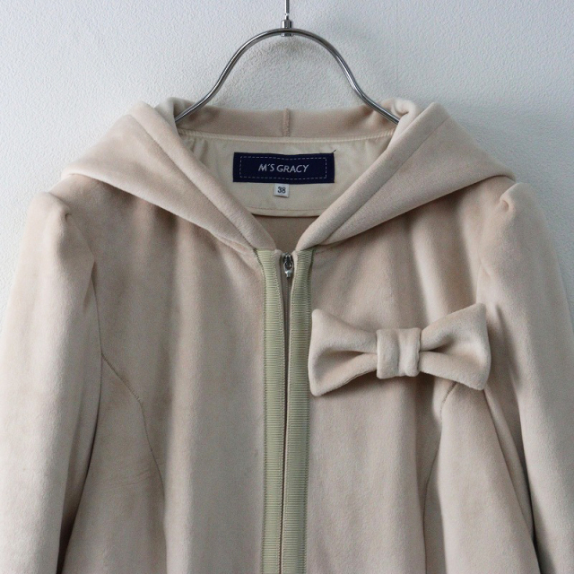 【美品】M’S GRACY エムズグレイシー ベロアジャケット 38 M 難あり 定価3.8万 2024AW エムズグレイシー M'S GRACY ジップ