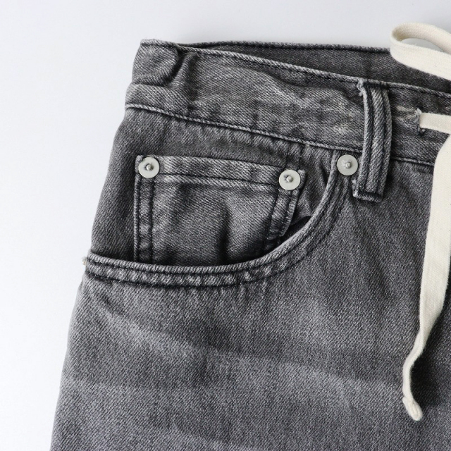 新品・未使用　ウィムガゼット★ドロストデニムパンツ★グレー　34 Whim Gazette ジーンズ デニム デニムパンツ ドロストデニム