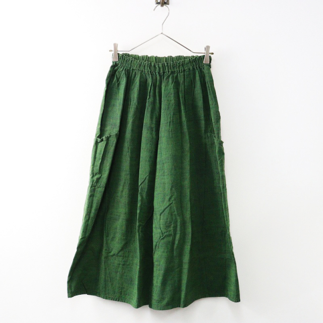 美品☆ヤンマ産業 yamma☆リネンギャザースカート +20cm丈 なし色 会津木綿タックスカート(+10cm丈) YAMMA ヤンマ産業 | 日々花
