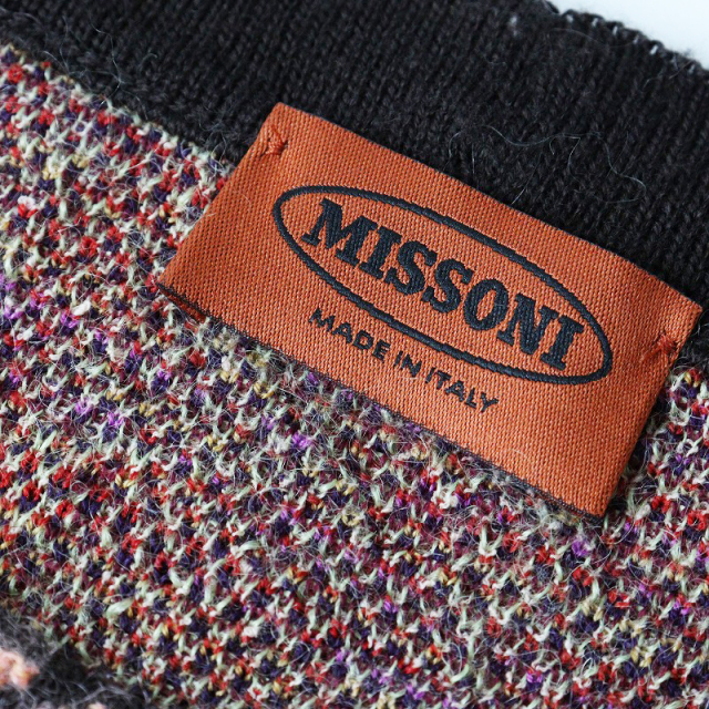 ミッソーニ　ニット　ジャガード織り　花柄　ヴィンテージ　イタリア製　オレンジタグ MISSONI #wnc ミッソーニ ニット セーター 48 紫 オレンジ 半袖