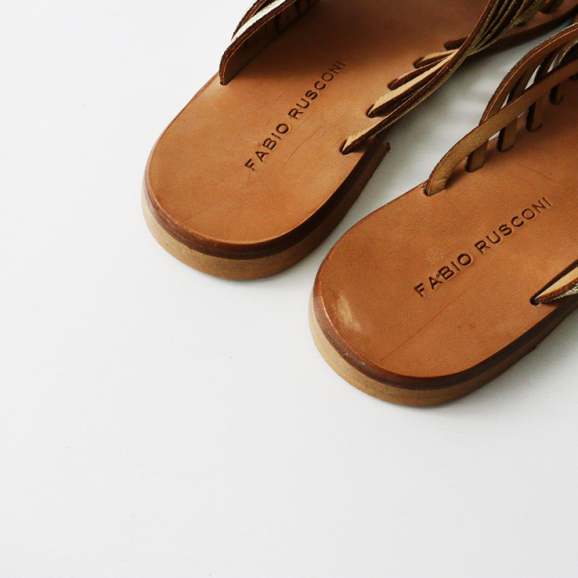 新品未使用 FABIO RUSCONI ミュール ブラウン23.5cm FABIO RUSCONI サンダル 「FABIO RUSCONI/ファビオルスコーニ