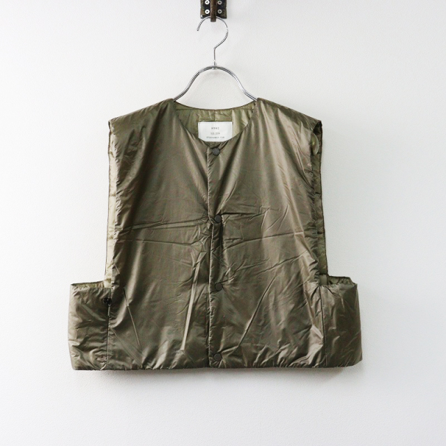 HYKE QUILTED CROPPED VEST オリーブ 大人の上質 HYKE オリーブ VEST