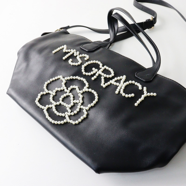 エムズグレイシー M'S GRACY パールスタッズトート ｜ブラック