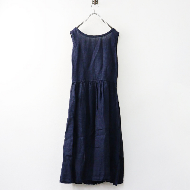 ネストローブ　リネンカシュクールワンピース　ノースリーブワンピース　ブラック ネストローブ リネンカシュクールワンピース ノースリーブ