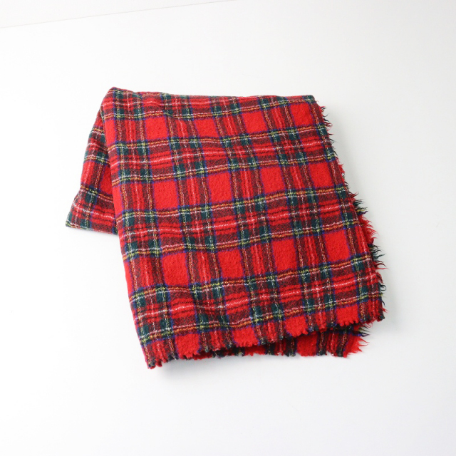 ヨーガンレール 美品 黒白ギンガムチェック 模様入り 大判ストール