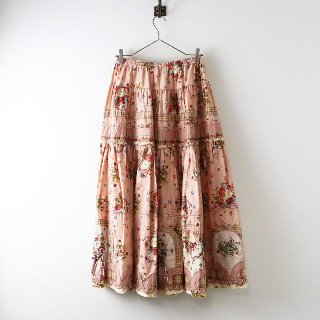 【極美品】PINK HOUSE 段々 フレア スカート ピコフリル 花柄 極美品】PINK HOUSE 段々 ピコフリル スカート 生成り 近年
