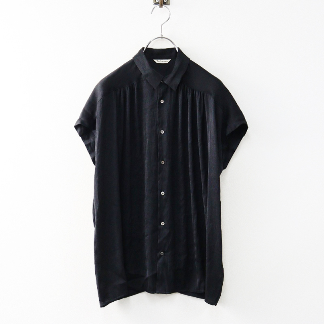 美品✨ヴェリテクール リネン100% ギャザー ブラウス 長袖 ブラック F