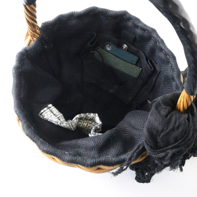 エバゴス ebagos 帆布　かごバック エバゴス ebagos 一本手 レザー 紅籐 かごバッグ＼ベージュ