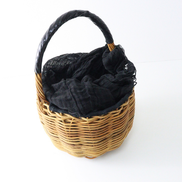 エバゴス ebagos 一本手 レザー 紅籐 かごバッグ＼ベージュ ブラック