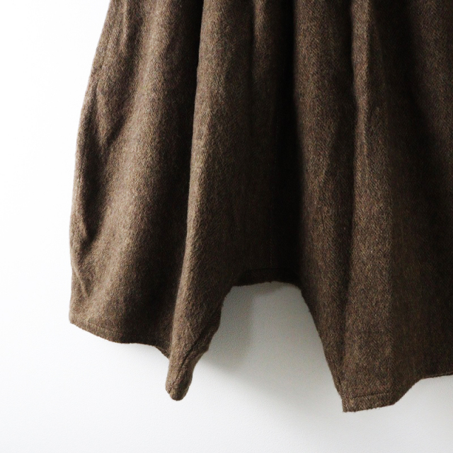 【美品】nest Robe サルエルパンツ ダークブラウン 美品 ネストローブ nest Robe ウールリネン ヘリンボーン織