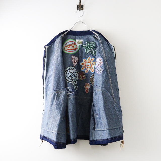 アズノウアズ　オオラカ　フラワー刺繍入り　アシメ　デニムシャツ　オーバーサイズ アズノウアズ オオラカ フラワー刺繍入り アシメ デニムシャツ