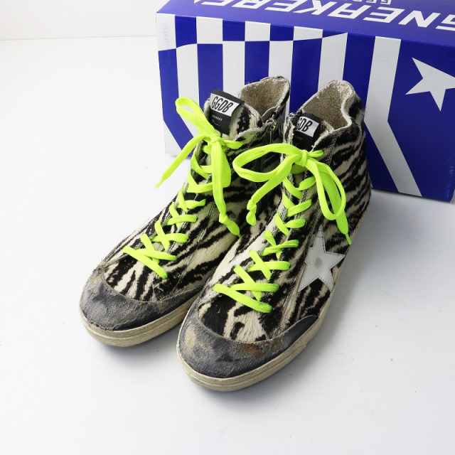 メンズ 極美品 ゴールデングース GOLDEN GOOSE FRANCY ZEBRA
