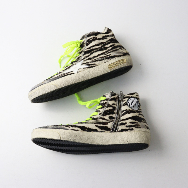 メンズ 極美品 ゴールデングース GOLDEN GOOSE FRANCY ZEBRA PONY