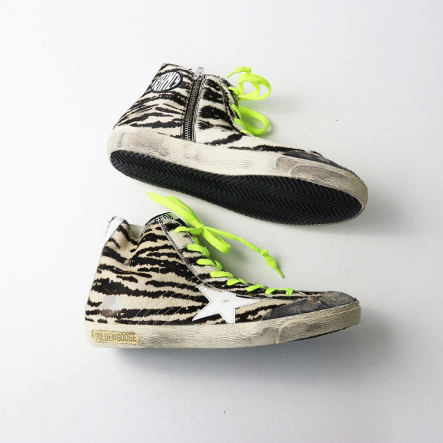 メンズ 極美品 ゴールデングース GOLDEN GOOSE FRANCY ZEBRA