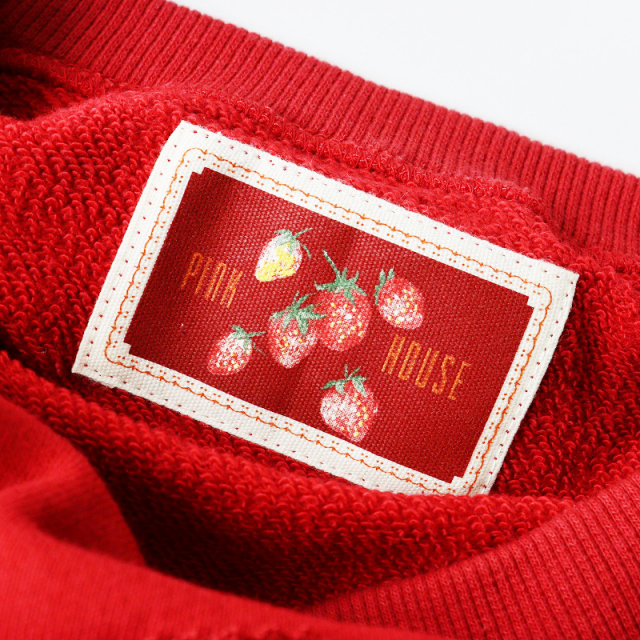 ピンクハウス りんご アップル スカーフ ワッペン 綿 チェック ネル