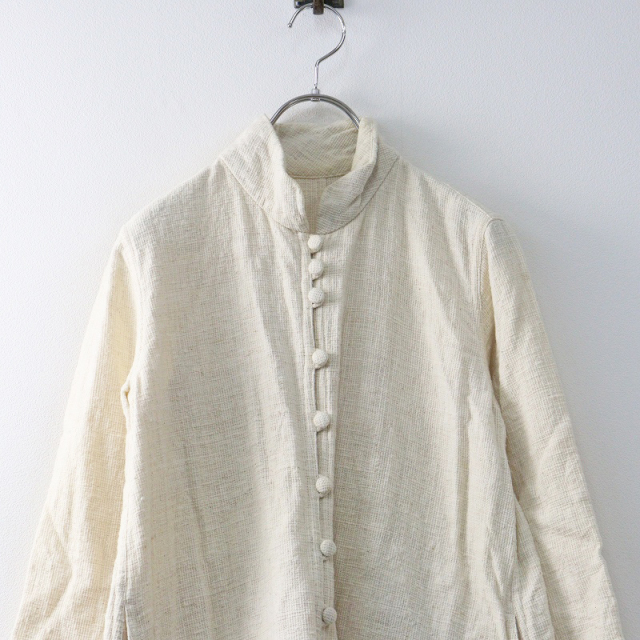 うさと USAATO 手織り天然草木染め スタンドカラーワンピース