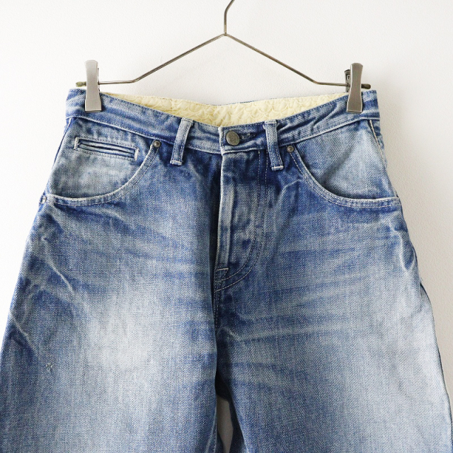 ミナペルホネン always デニムパンツ 34 ライトブルー ダメージ加工