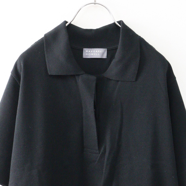 マーガレットハウエル オーガニックコットン ポロシャツ 24ss ブラック II マーガレットハウエル オーガニックコットン ポロシャツ 24ss ブラック