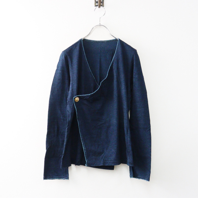 極美品✨パラスパレス ジップブルゾン インディゴ染め　ネイビー サイズ3 麻混 極美品✨パラスパレス ジップブルゾン インディゴ染め ネイビー