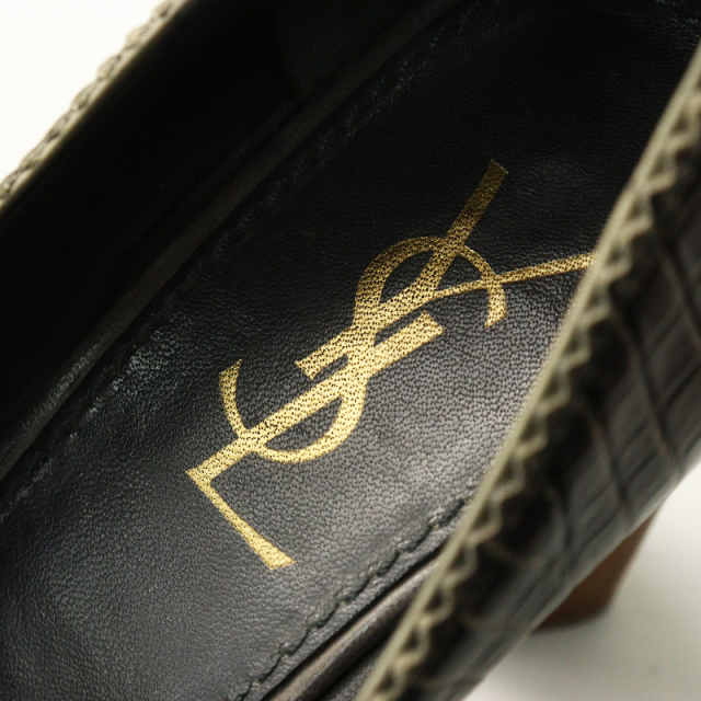 YSL イヴサンローラン Yves Saint Laurent クロコ型押し ポインテッド