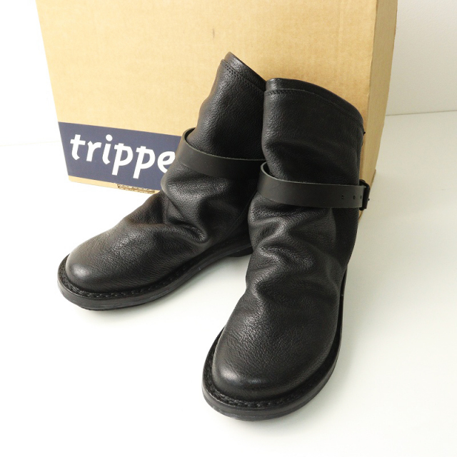 Trippen トリッペン レザーショートブーツ 23cm ベルクロ 切り替え式 TRESORオンラインストア Trippen トリッペン レザーショートブーツ