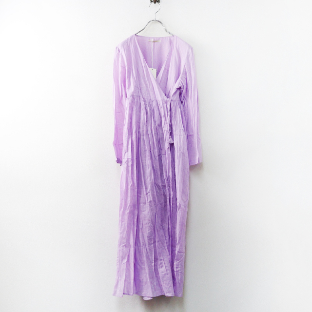 ヌキテパ 洗える ボイルコットン ロングワンピース カシュクール 美品 ヌキテパ ne Quittez pas Cotton Voile Front Cross Over Tassel