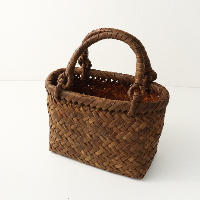美品 イタヤ工房 清＆文 山葡萄 網代編み かごバッグ＼ブラウン 国産
