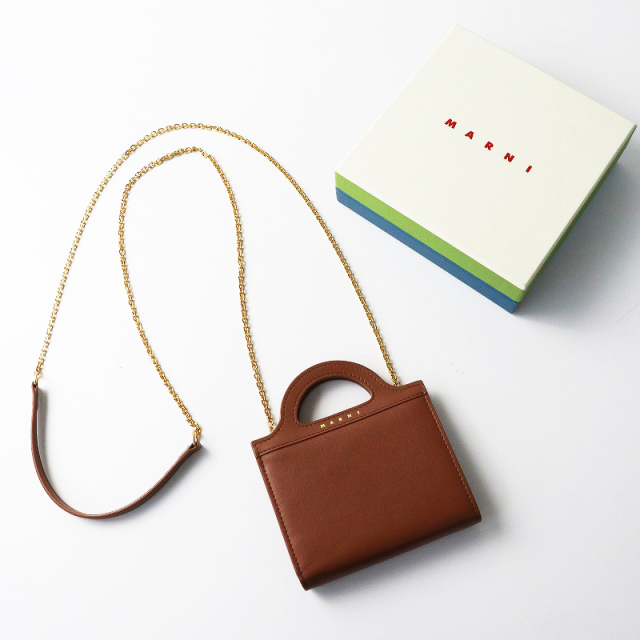 極美品 保管品 マルニ MARNI BILLFOLD W/CHAIN ビルフォールド チェーンウォレット コンパクト シガー(ブラウン)┃//【2400014841633】 極美品 保管品 マルニ MARNI BILLFOLD W/CHAIN ビルフォールド