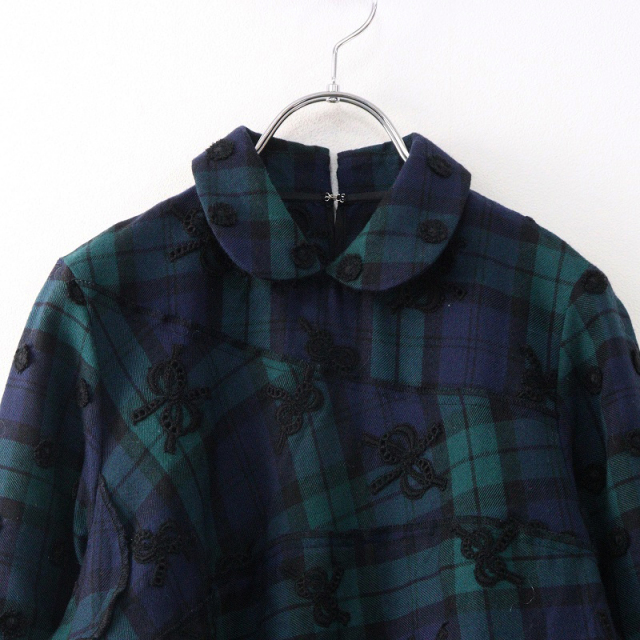 Archive 17AW RW着用 トリココムデギャルソン tricot COMME des GARÇONS チェック ブラウス M｜ネイビー-.【2400014904970】 期間限定価格】Archive 17AW RW着用 トリココムデギャルソン tricot