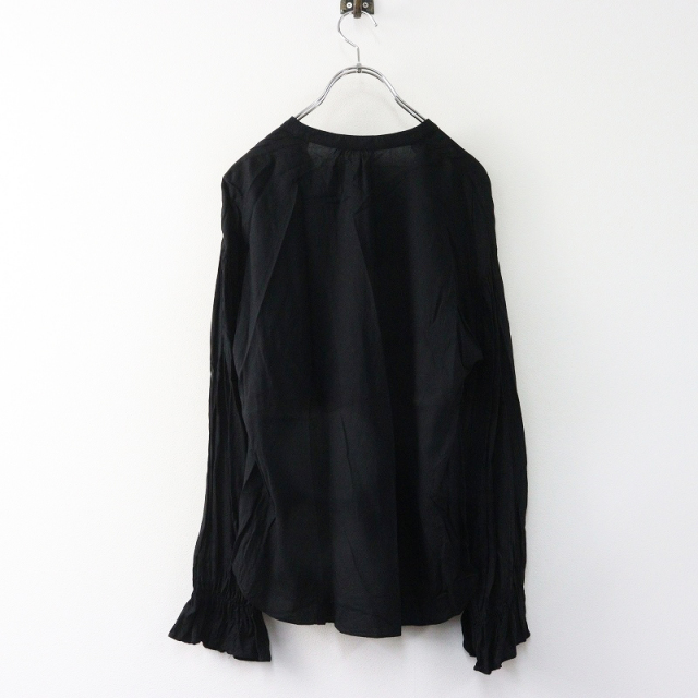 ユノイア eunoia Lissom blouse レーヨンギャザースリーブプルオーバーブラウス ブラック┃黒 ベーシック トップス 【2400014900217】 ユノイア eunoia Lissom blouse レーヨンギャザースリーブプルオーバー