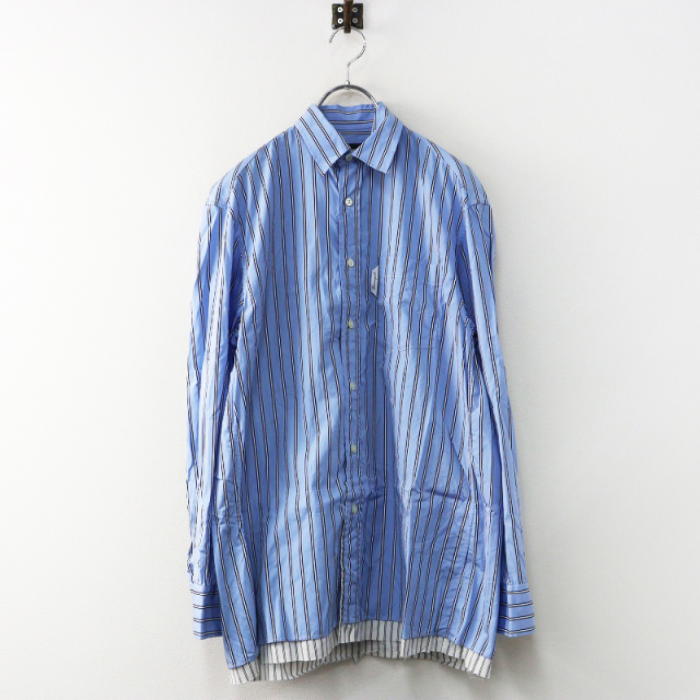 オムガールズ HOMME GIRLS MINI SHIRT DRESS ミニシャツドレス S＼ブルー ブラウス ストライプ コットン【2400014917543】 オムガールズ HOMME GIRLS MINI SHIRT DRESS ミニシャツドレス S