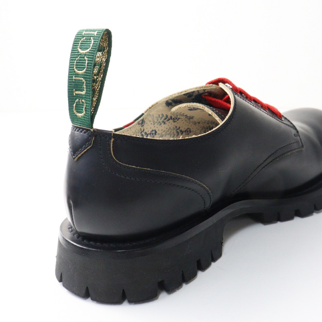 美品 メンズ グッチ GUCCI 547668 ウェブ プレーントゥ レザー レース