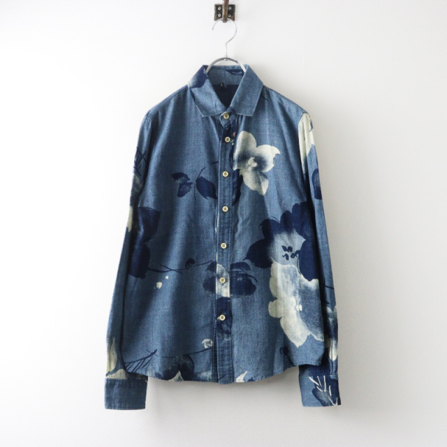 Archive Pal'las Palace flower-print indigo long sleeve shirt 3