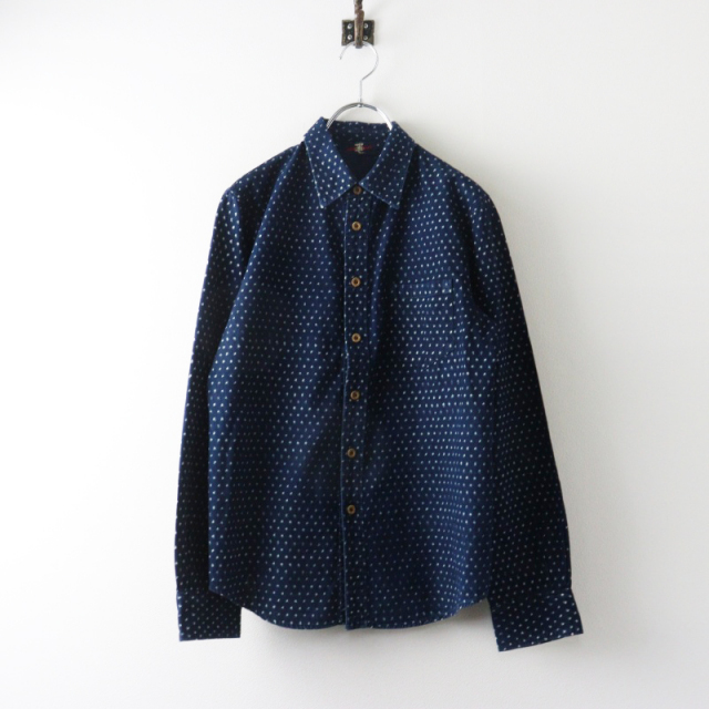 Archive Pal'las Palace Dotr-print indigo long sleeve shirt S navy Archive Pal'las Palace Dotr-print indigo long sleeve shirt S navy