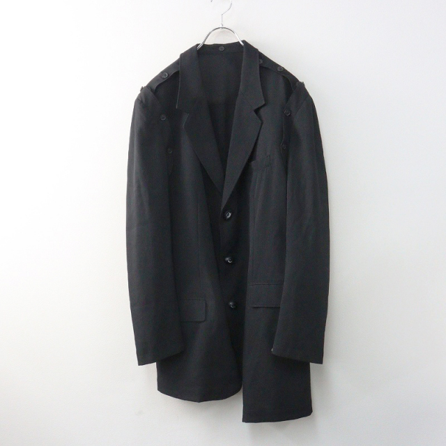 希少 2021SS Yohji Yamamoto pour homme ヨウジヤマモト プールオム 目玉ボタン付パーツボタン留めジャケット 3 黒┃//【2400015037530】 希少 2021SS Yohji Yamamoto pour homme ヨウジヤマモト プールオム