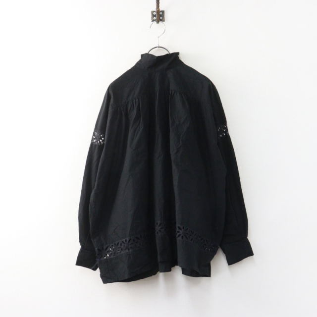 ダリア Dahlia コットン カットワーク ハイネック ブラウス F 
