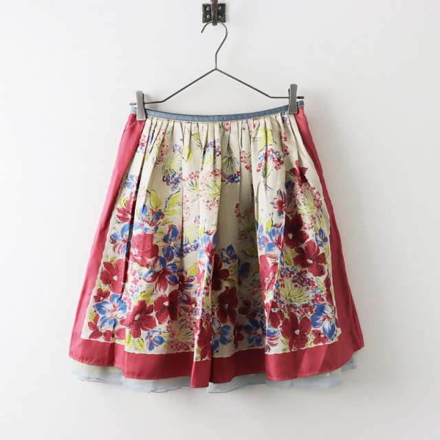 ロイスクレヨン Lois CRAYON フラワープリントスカート M/アイボリー  