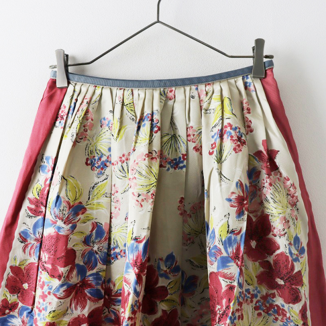 ロイスクレヨン Lois CRAYON フラワープリントスカート M/アイボリー  