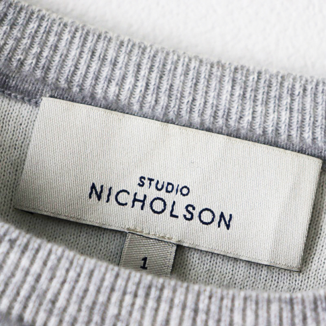 【スプリングセール】スタジオニコルソン STUDIO NICHOLSON 前後素材切替 ニットプルオーバー 1/グレー カシミヤ コットン ◇【2400013833257】 スプリングセール】スタジオニコルソン STUDIO NICHOLSON 前後